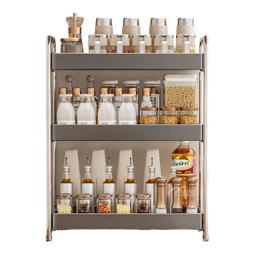 禾枝家用台面不锈钢调料架窄小调味品厨房置物架多功能油盐酱醋收纳架 【不锈钢百搭灰】双层调料架29cm