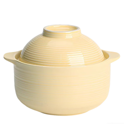 中式简约双耳防烫泡面碗陶瓷带盖汤碗个人用家用学生汤碗 1.1L竖纹双耳泡面碗-亮白 1100ml