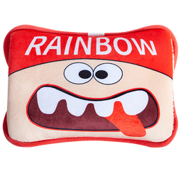 彩虹暖手宝热水袋电热暖手宝双插手暖水袋充电暖手暖脚暖身水电隔离 鬼脸【超柔印花 迅速储热】