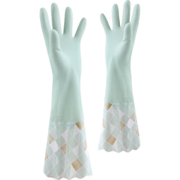 家用洗衣服手套加绒耐用冬季家务洗碗清洁防水乳胶手套刷碗干活 绿色【加绒宽口】长款