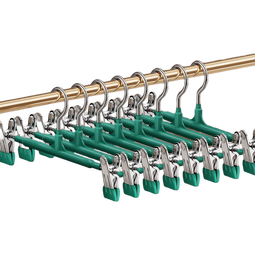裤架家用无痕裤夹挂衣衣架裤子专用强力夹子防滑带裙子不锈钢晾晒 轻奢绿【夹子可移动 无痕裤架】 2个装