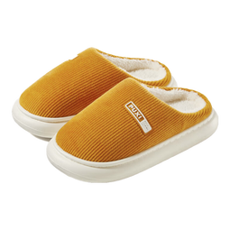 朴西女士棉拖鞋2025秋冬新款室内家居防滑防臭保暖情侣半包跟加绒厚底 黄色 36-37
