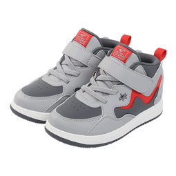 江博士秋冬男女童拼色保暖学步鞋 户外休闲魔术贴儿童运动鞋 灰/红 23 脚长约13.4-14.1