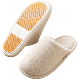 静音地板棉拖鞋女士秋冬季新款居家用防水月子鞋日式包头棉拖鞋男 沙色 38-39 （建议拍大一码） 
