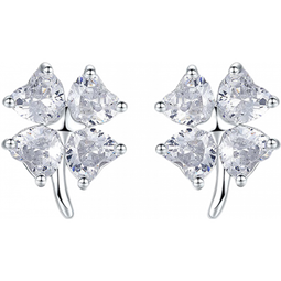 周六福（ZLF）圣诞礼物 S925银饰耳钉女爱心四叶草时尚气质小众耳饰送生日礼物 耳饰一对