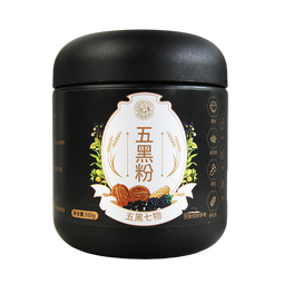 良农嫁稻五黑杂粮粉 冲饮即食代餐粉 黑芝麻黑米黑豆黑花生黑麦片核桃桑葚 五黑七物 更多营养 350g*1罐