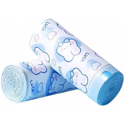 房车用品蓝心兔抽绳款萌趣垃圾袋家用加大加厚宿舍适用自动收口 蓝心兔抽绳垃圾袋 约50只1卷