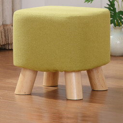 家逸（JIAYI） 实木布艺小凳子沙发脚凳换鞋凳小矮凳穿鞋软坐凳四腿户外休闲凳 绿色方形