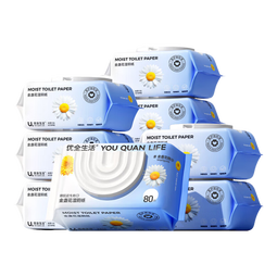 湿厕纸80抽加厚清洁湿纸巾擦屁股如厕原生木浆 80抽 5包 