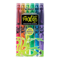 百乐（PILOT）【热门商品】可擦荧光笔划重点笔不晕染学生用彩色记号标记笔套装手账轮廓笔SW-FL-S6 荧光色系6色