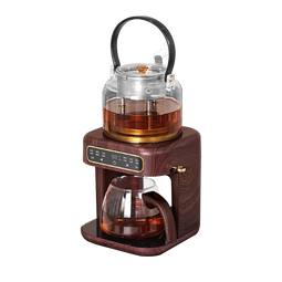 金士百 GINSBER煮茶壶养生壶萃茶蒸汽煮茶器全自动家用智能淋冲式一体机多功能自动上水办公室商务送礼圣诞礼物 【不锈钢喷淋】蒸汽萃茶丨自动上水（木纹色）