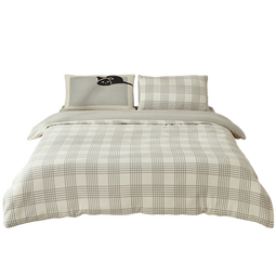 一默牛奶绒四件套保暖单双人被套床单枕套晚安猫加厚秋冬床上四件套 【月光灰】母婴A类丨喵系治愈 被套200*230cm 床单245*245cm