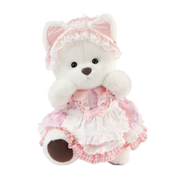 莉娜熊（TeddyTales）小熊玩偶毛绒玩具泰迪手作熊公仔娃娃圣诞节礼物送女朋友 郁金香中奶白 含鞋 搭配短毛崽崽 礼盒装