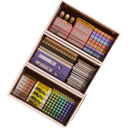 稻草熊桌面收纳盒抽屉式透明化妆品口红整理盒杂物办公室桌上文具置物架 茶色-特大号3个装【自由叠加】