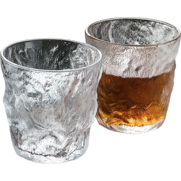 简约ins风玻璃杯家用果汁杯办公室咖啡杯磨砂啤酒杯树纹冰川杯 矮款 1只装220ml