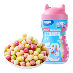 小鹿蓝蓝婴儿泡芙儿童零食磨牙多造型泡芙球溶豆米饼搭档 【8月+练抓握】五彩泡芙球/1罐