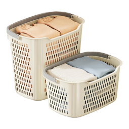 京东物流 家用脏衣篓镂空收纳筐零食玩具收纳箱卫生间宿舍脏衣篮 奶油：中号