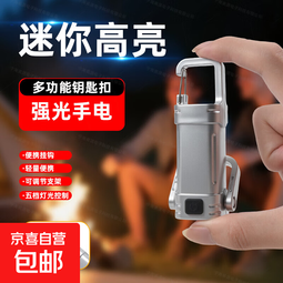 新款多功能迷你钥匙扣灯便携小手电筒随身充电户外应急灯防水LED 细化银【迷你钥匙扣灯 五档调节【高亮】type-c快充