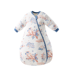 贝肽斯肽柔婴儿睡袋春秋新生儿防踢被一体恒温标宝宝大码四季防惊跳睡袋 春秋双层-感温(20-26℃）繁枝 S码 55-70cm（建议0-9个月）