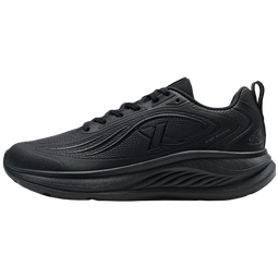 特步跑步鞋男鞋25年秋冬革面跑鞋耐磨防滑轻盈耐磨休闲运动通勤鞋子男 帆白/黑/熔岩橙 39