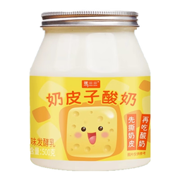 马三三新疆奶皮子生牛乳无添加老酸奶家庭大桶组合装可以嚼着吃的酸奶 【奶皮子酸奶】500克*1桶+180g*2 