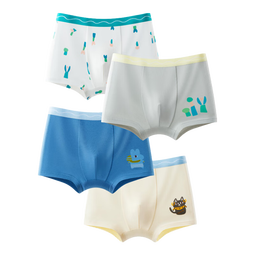 红豆儿童内裤男童中大童4条装纯棉A类抑菌短裤青少年发育期平角内裤 黄青蓝 （A类抑菌-抗菌底档） 170 【建议：160-170cm80-100斤】