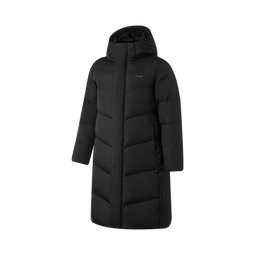 李宁防泼水长羽绒服男秋冬季时尚百搭80%鸭绒健身运动外套 黑色-1 S