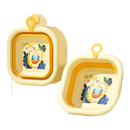 婴儿洗脸盆可悬挂宝宝盆家用小盆可折叠面盆新生儿童洗屁股洗脚盆 巴蛇挂绳款【可折叠1个装】 