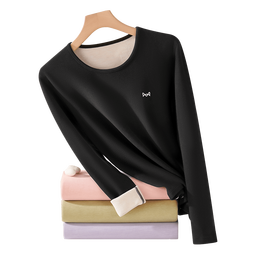 猫人新款10A级抗菌除螨含山羊绒蚕丝女士保暖内衣女加绒套装黑M 