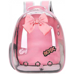 MODX猫包外出便携可爱狗狗背包便携式双肩包透明粉色高级宠物双肩包 升级侧开太空舱款【魔术贴随机发】