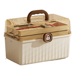 药箱家庭装大号医药箱家用药品收纳盒药物医疗大容量装药手提急救 大号【三层收纳】32*18*22cm 象牙白【带锁扣】