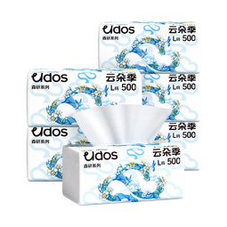 云朵季500张大包抽纸大尺寸加厚医护级纸巾餐巾纸卫生纸面巾纸 5层 500张*5包