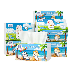 蓝漂纸巾抽纸面巾纸 4边压花锁花 超大包原生木浆100抽5层加厚 5层 500张*5包