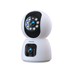 飞利浦（PHILIPS）摄像头家用监控器360度无死角带夜视全景监控无需连wifi终身免流量手机远程可对话室内高清监视器 4G免充值双摄+7天循环录像+终身免费流量 