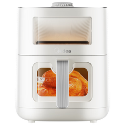 美的（Midea）新款新风炎烤空气炸锅家用大容量免翻面双热源吸氧环0氟陶瓷全金属内腔上下双视窗智能蒸烤一体 KZC6521【首款新风炎烤】0氟涂层 6.5L 