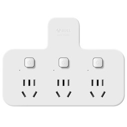 公牛品字形插头一转多插座拓展器插排拓展器转换头一转三转接头插座转换插头 B9系列 一转三/品字形/独立开关GN-98033 