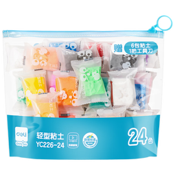 得力24色拉链袋装粘土彩泥橡皮泥 开学玩具生日礼物YC226-24