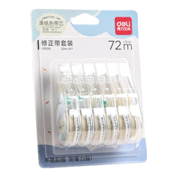 得力（deli）米黄色修正带隐形原纸色涂改带小学生用实惠装修改带护眼色黄色高颜值改字带大容量静音改错带初中 【6支装共72M】原纸色带芯