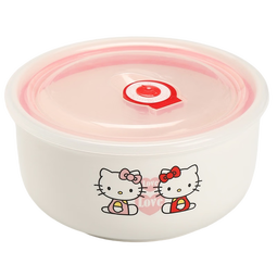 带盖泡面碗陶瓷保鲜碗 学生微波炉专用沙拉碗卡通泡面碗 保鲜碗6寸（花色随机）