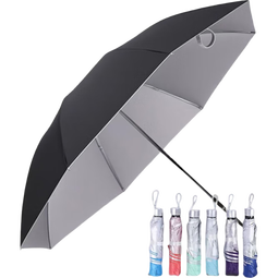 【热销百万】8骨手动折叠黑胶防晒防紫外线遮阳晴雨两用伞 【手动】7骨银胶颜色随机