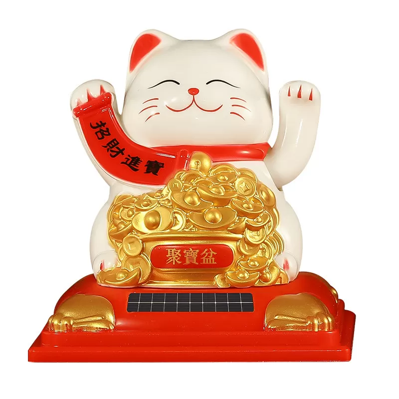 招财猫摆件自动招手太阳能摇手车载办公室桌2026新款店铺开业招财
