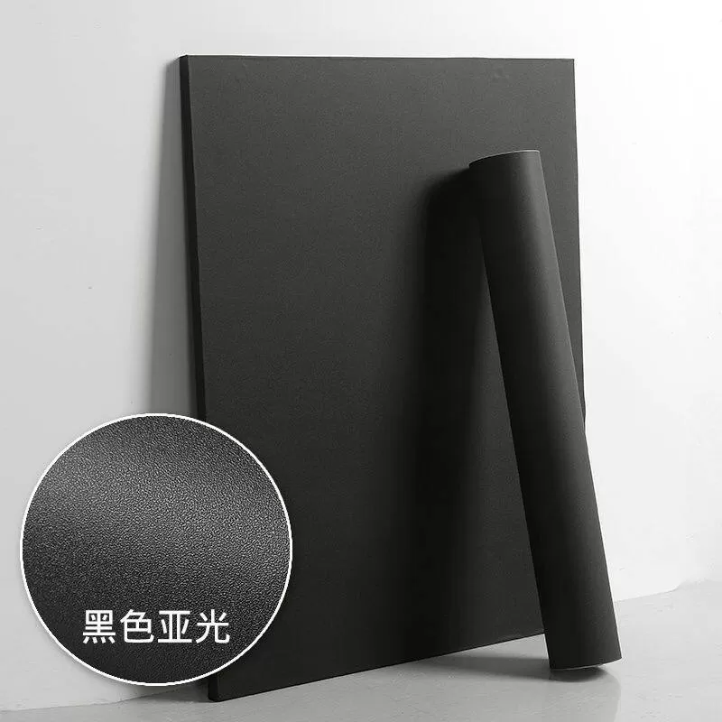纯黑色墙贴墙纸自粘贴纸自粘墙纸磨砂膜黑色桌面家具翻新背景墙贴