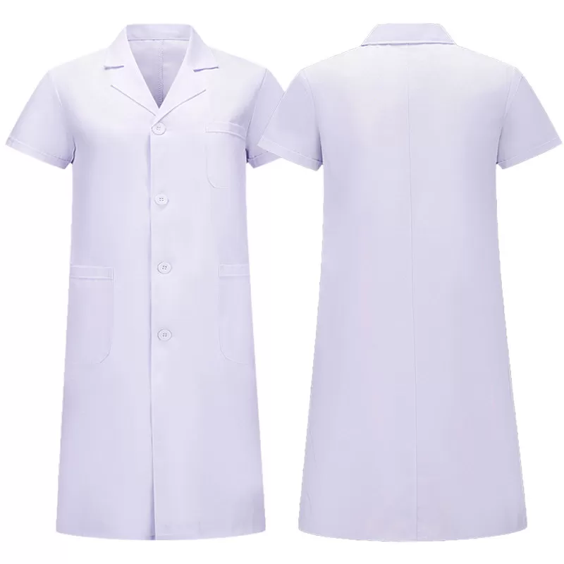 医生白色大褂女款短袖医护人员化学研究生实验室专用实验服隔离衣 