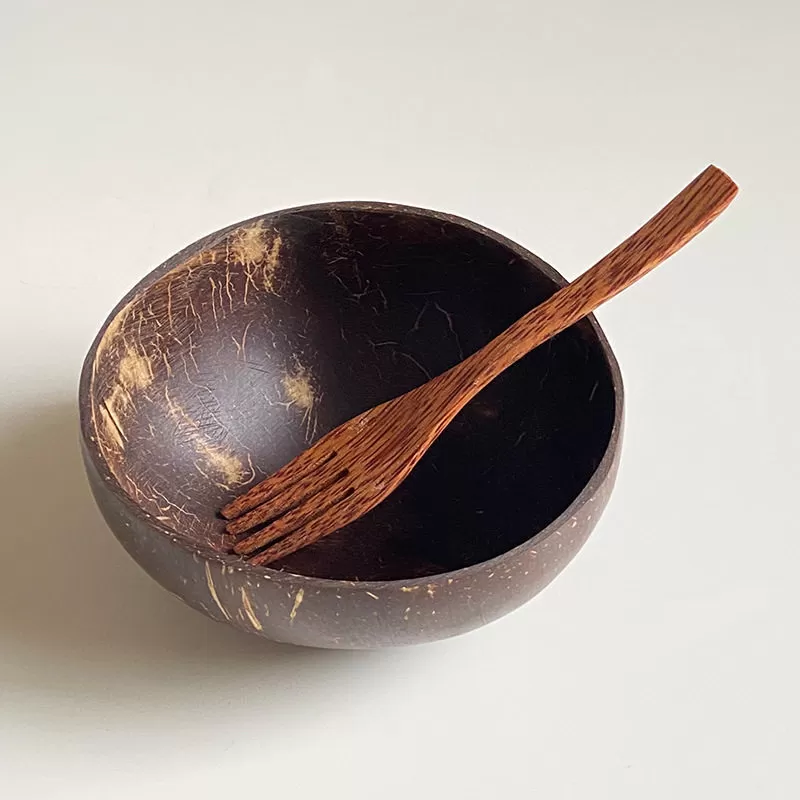 酸奶碗椰子燕麦天然椰子壳碗沙拉麦片甜品水果早餐餐具带勺木头碗