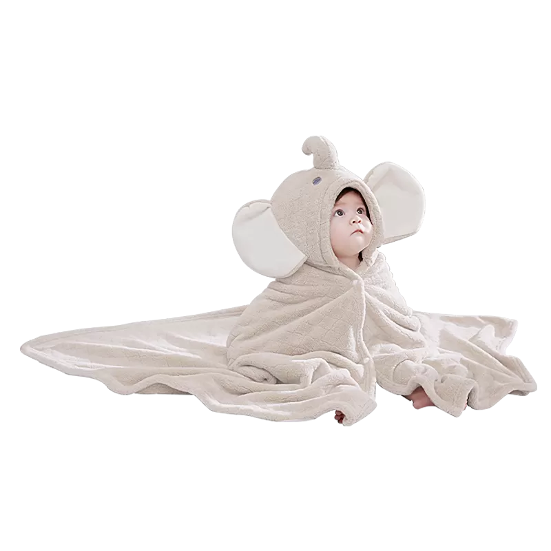 babygreat婴儿浴巾斗篷儿童小象浴袍带帽宝宝裹巾吸水速干四季 