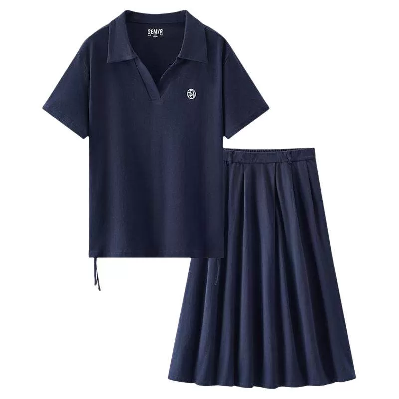商场同款|森马套装女夏季纯棉休闲伞裙2026新款简约通勤两件套