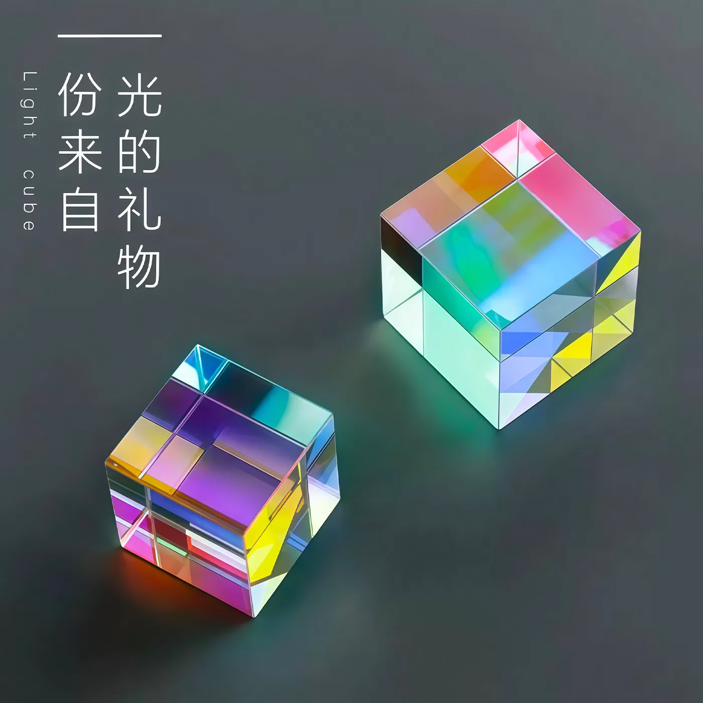 合色棱镜太阳捕手光之立方体棱光镜玻璃摆件阳光捕手解压创意礼物