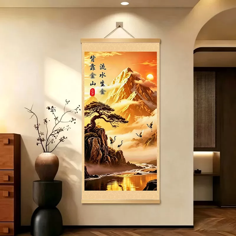 【认准正品】新中式背靠金山客厅玄关背景墙挂画办公室店铺挂画CJ