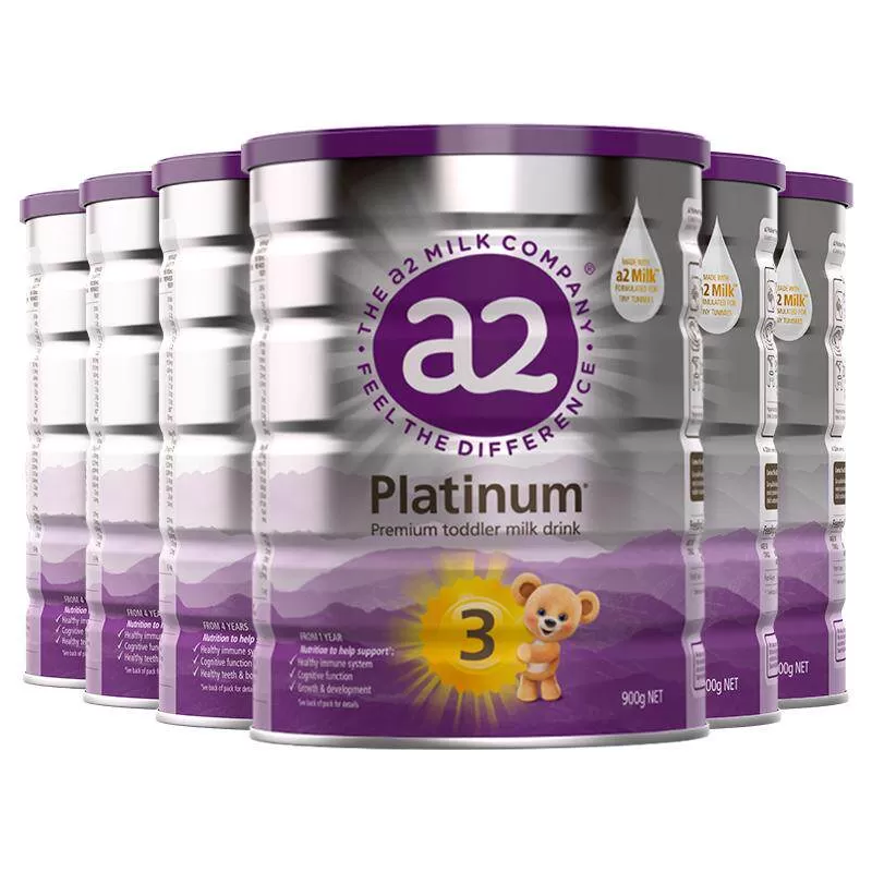a2新西兰进口紫白金3段三段幼儿配方奶粉A2蛋白质1-4岁900g*6罐 