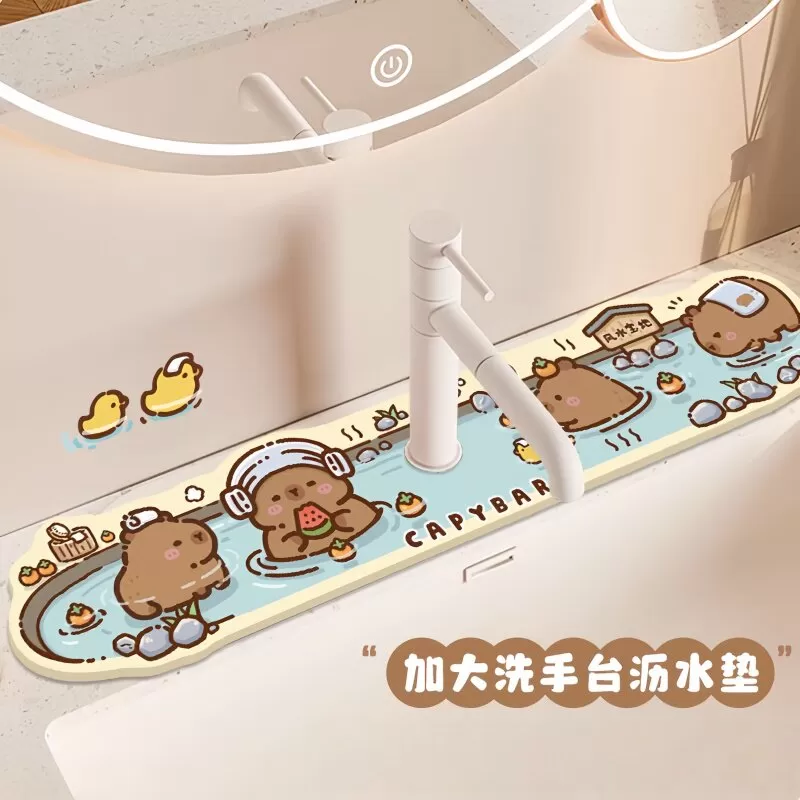 卡通卡皮巴拉餐垫卫生间地垫浴室可爱吸水垫厕所硅藻泥防滑沥水垫 